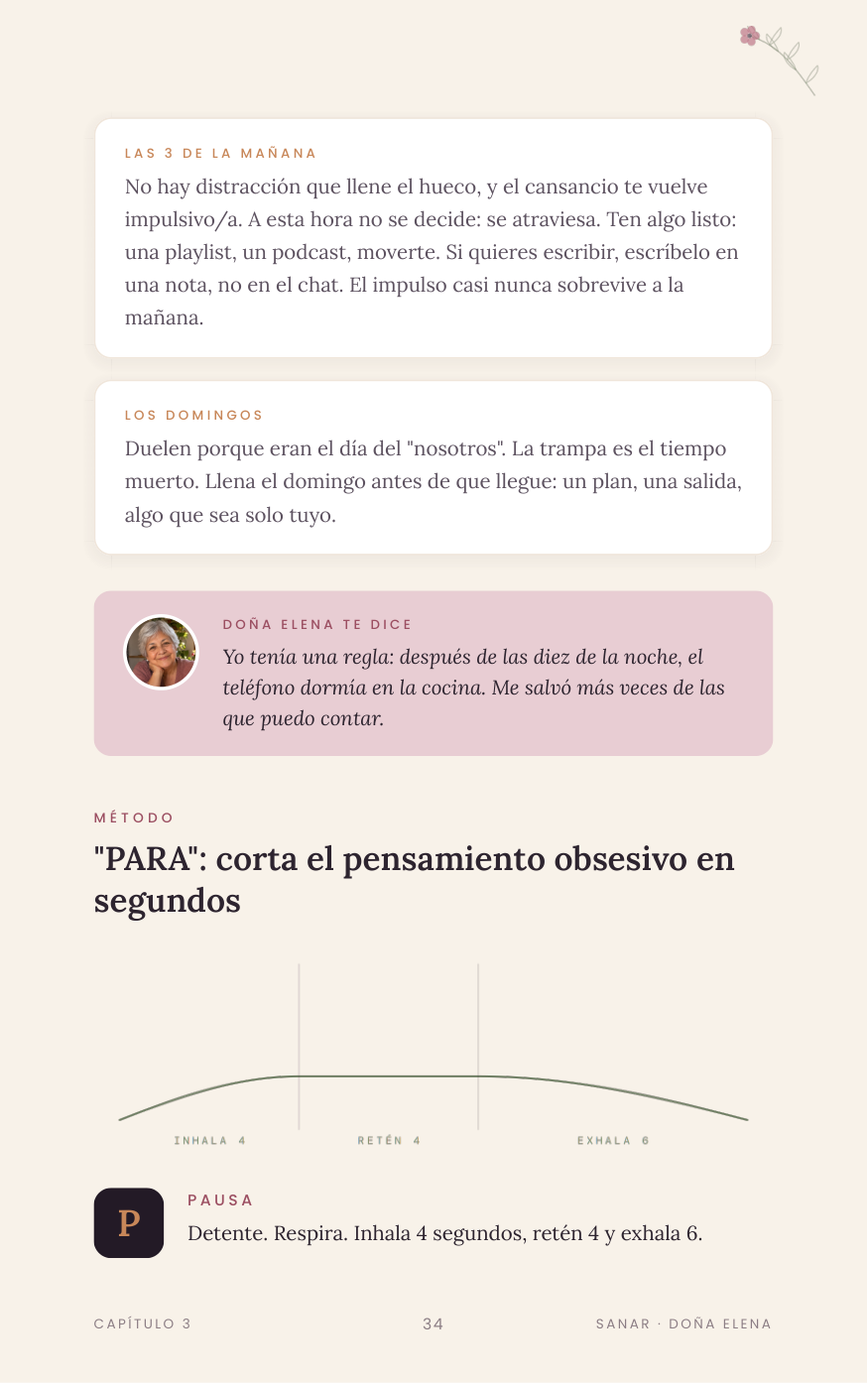 Página del ebook: las 3 de la mañana, los domingos y el método PARA